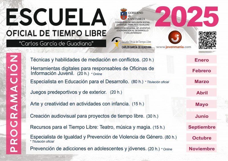 Cartel con los títulos de los 9 cursos de la programación 2024 con logos oficiales