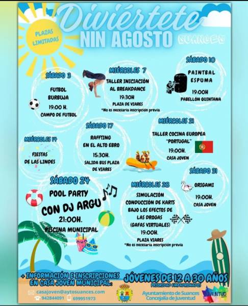 Suances Diviértete Nin Agosto. Programa de actividades