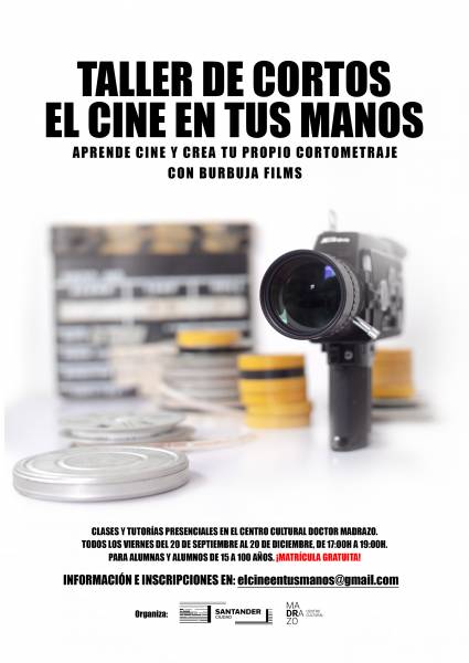 Cartel, taller de cortometraje, desde el 20 de septiembre al 20 de diciembre, inscripción gratuita