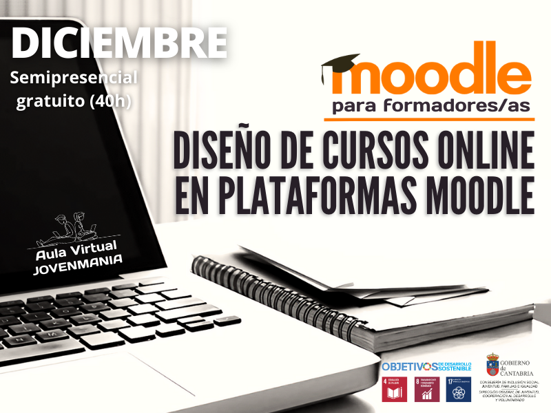 Portada folleto curso "Diseño de cursos online en plataformas MOODLE"