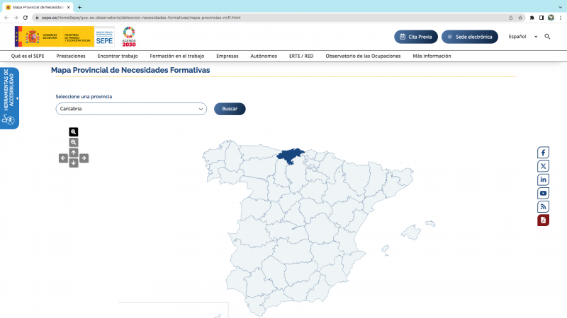 Nuevo buscador de necesidades formativas para el empleo por provincias