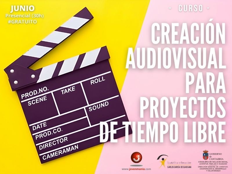 Claqueta de cine con título del curso