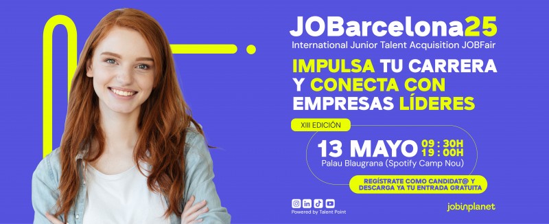 Cartel JOBarcelona 2025: Congreso Internacional de Empleo y Formación Profesional de Barcelona