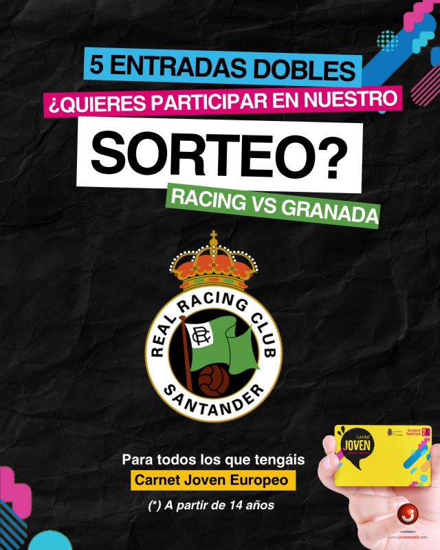 sorteo 5 entradas dobles Racing granada con tu carnet joven
