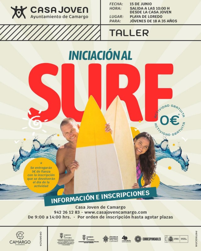 Iniciación al surf, cartel informativo