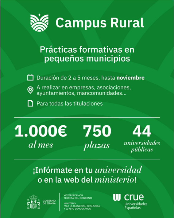 Cartel d la IV edición de Campus Rural: Prácticas en el entorno rural para 750 estudiantes universitarios