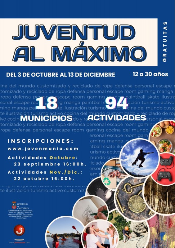 Juventud al Máximo: 94 actividades gratis  en 18 municipios