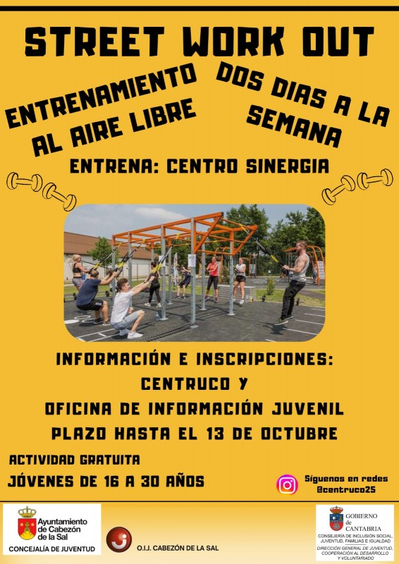 Cartel informativo sobre Cabezón Street Work Out