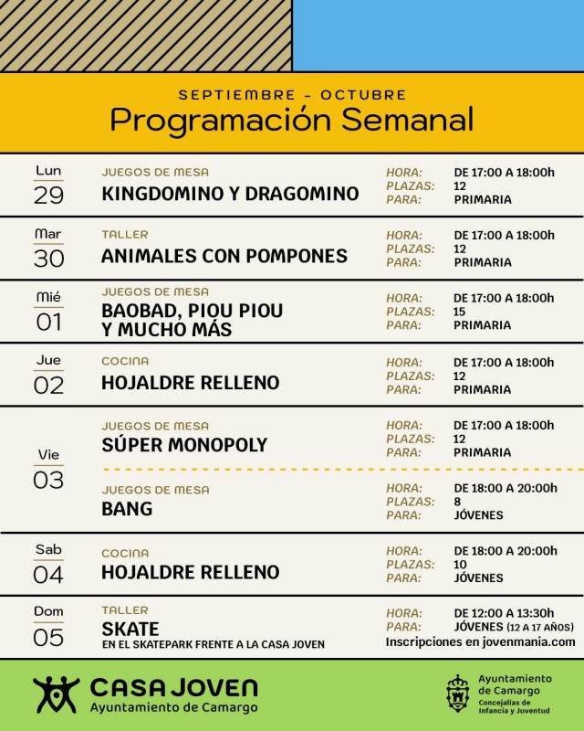 Cartel de la programaciçon semanal