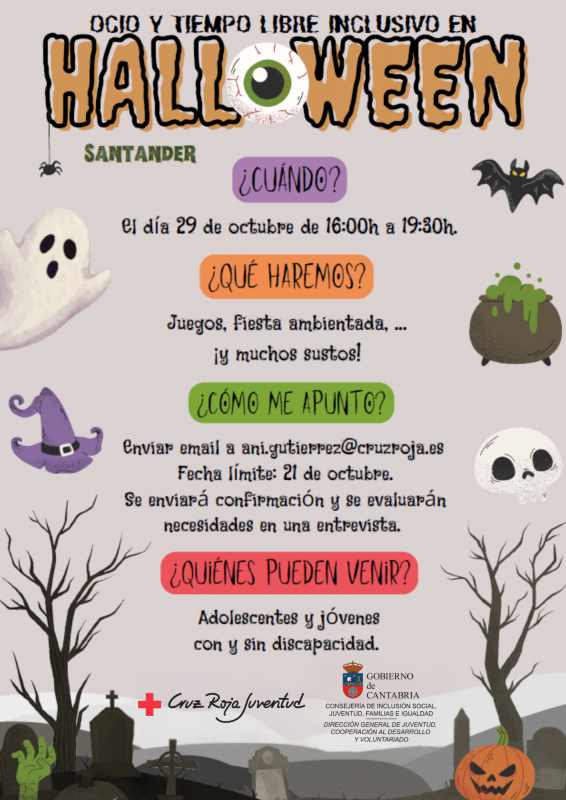 cartel Halloween Inclusivo con Cruz Roja Juventud