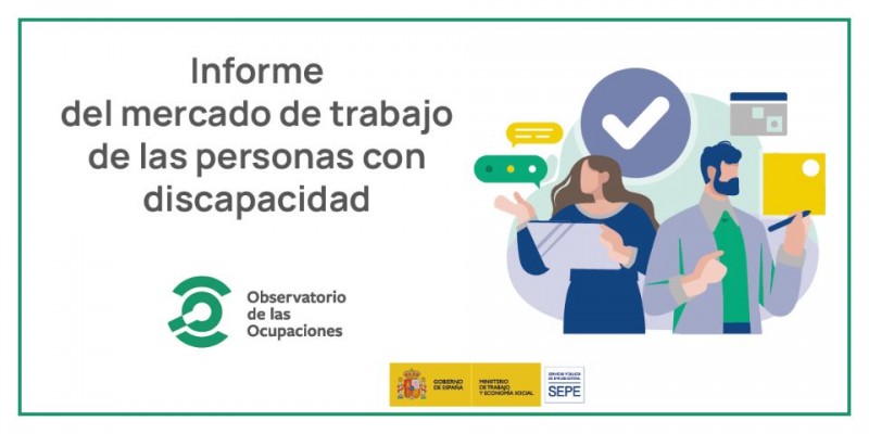 Portada del Informe del Mercado de Trabajo de las personas con discapacidad (datos 2024) del Observatorio de las Ocupaciones del SEPE