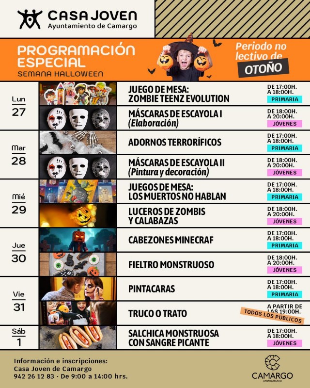 programación completa promocional de la actividad