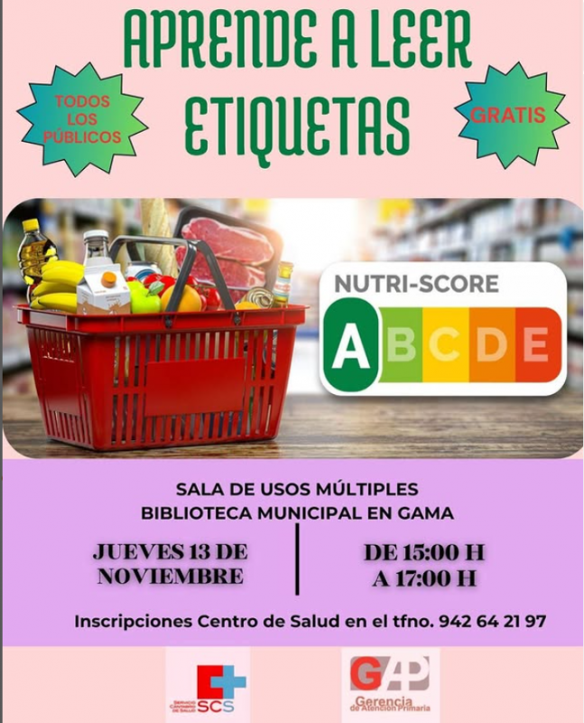 cartel para la actividad taller de lectura de etiquetas