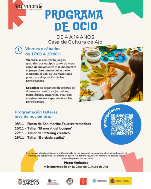 cartel promocional con la programación de los talleres