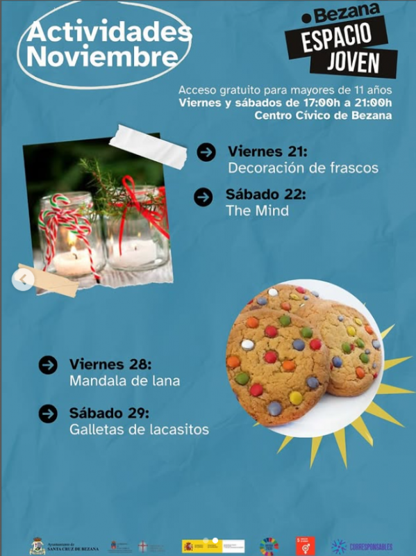 Cartel informativo de las actividades de fin de semana