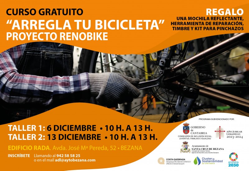 Cartel promocional del taller de bicicleta