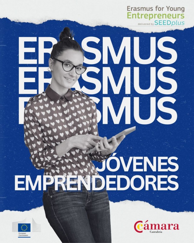 Cartel del programa europeo de intercambios para jóvenes emprendedores