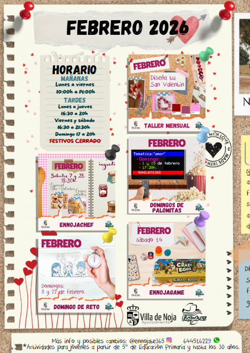 Programación Servicio de Juventud de Noja. Febrero 2026.
