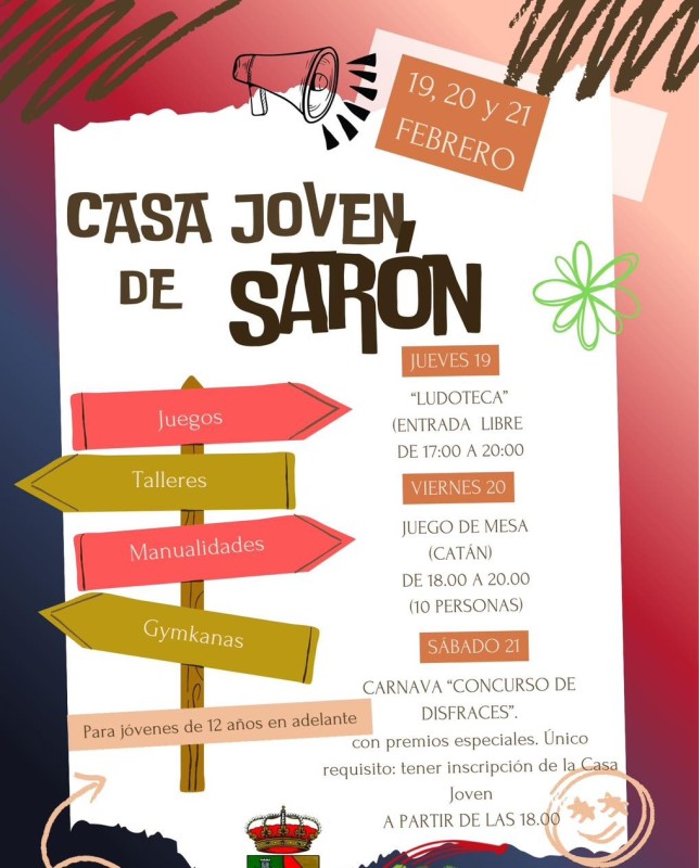 Cartel promocional de actividades en Casa joven Sar&oacute;n