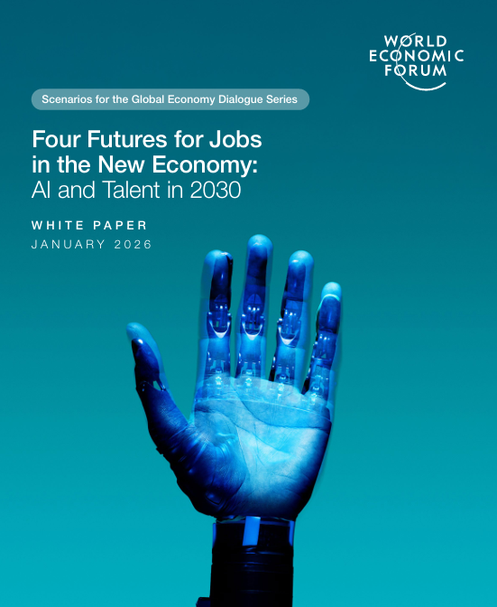 Cartel del Informe del World Economic Forum que analiza las directrices estrat&eacute;gicas, riesgos y oportunidades de la nueva econom&iacute;a.