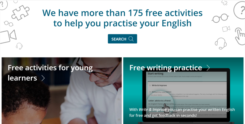 portada de la web de los cursos de ingl&eacute;s de la Univ. de Cambridge