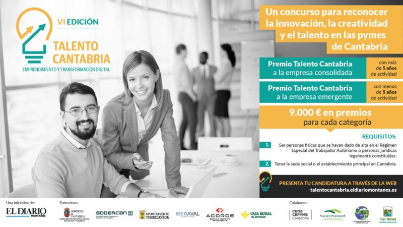 Cartel de la convocatoria: Premio Talento Cantabria. Una oportunidad para impulsar tu proyecto emprendedor