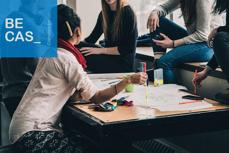 Foto de personas jóvenes estudiando. Becas para colaboración en departamentos universitarios