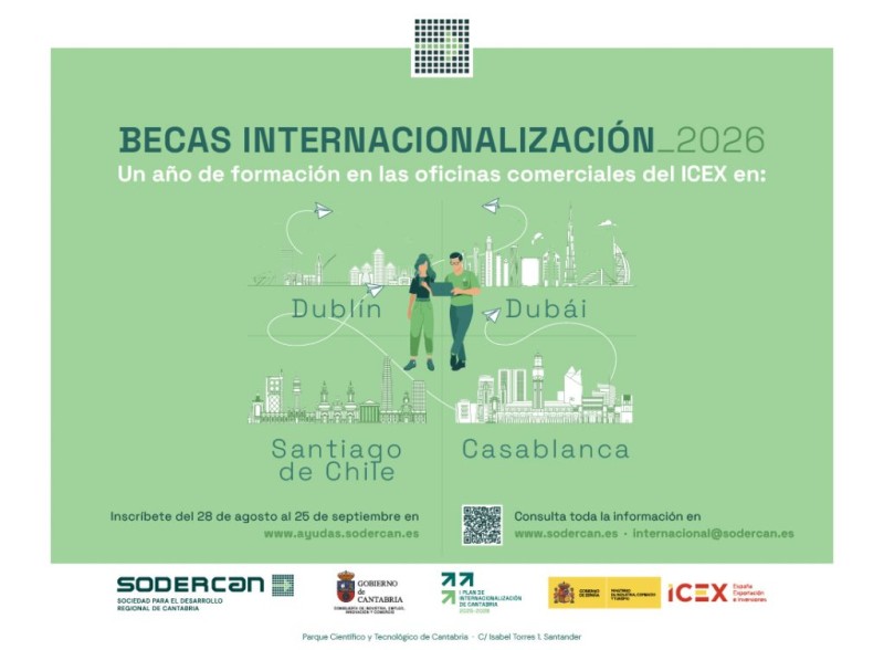 Cartel verde con letras oscuras y dibujos de los skyline de las cuatro capitales de los pa&iacute;ses nombrados