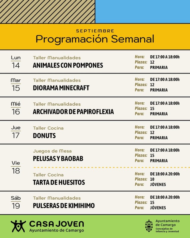 Camargo casa joven Talleres gratuitos