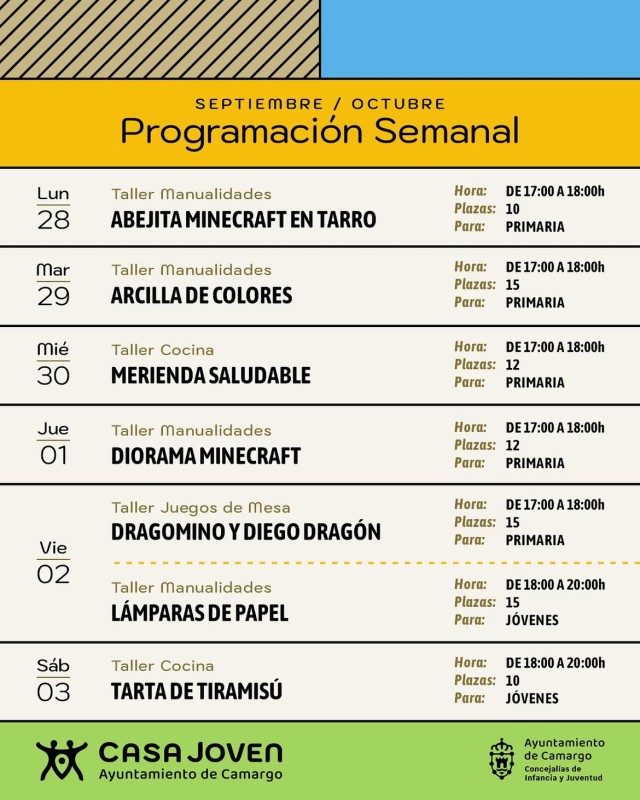 programaci&oacute;n semanal casa joven camargo