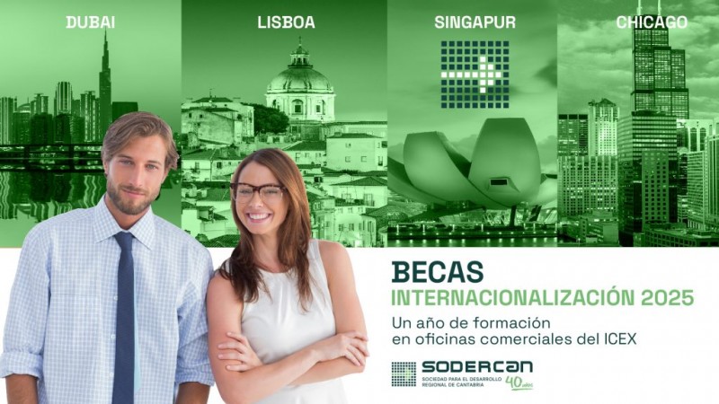 cartel promocional en tonos verdes con chica y chico en esquina inferior izquierda e imágenes de las 4 ciudades nombradas en la noticia
