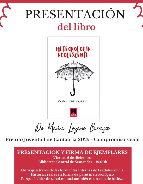 cartel promocional de la presentación y firmas