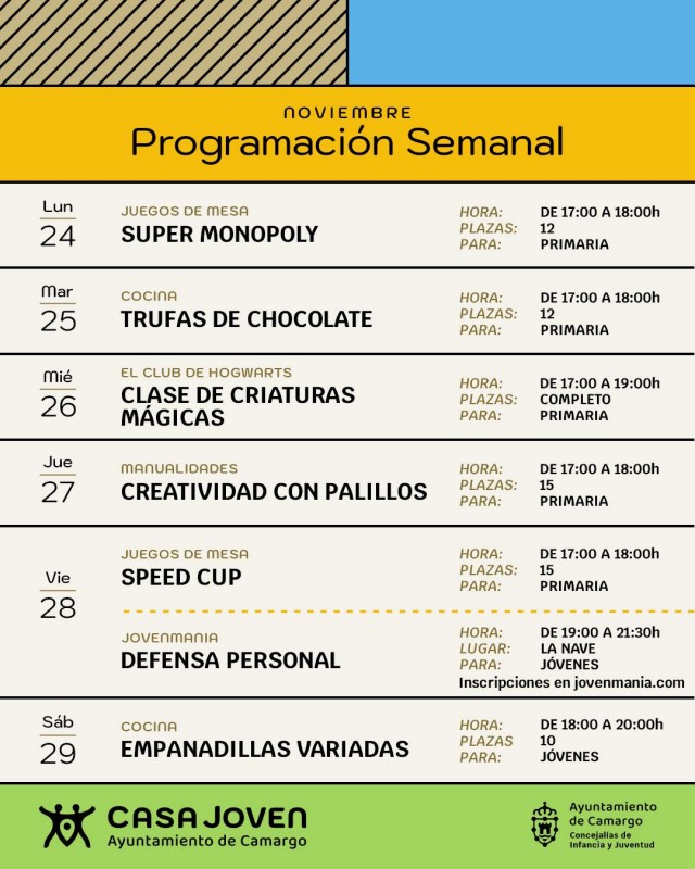 cartel de la programación semanal