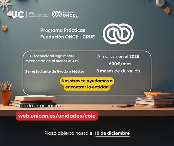 Cartel del Programa de becas de la Fundación Once para universitarios con discapacidad.