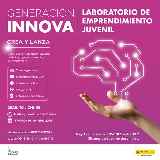 Cartel del programa GENERACIÓN INNOVA: LABORATORIO DE EMPRENDIMIENTO JUVENIL
