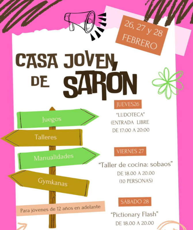 cartel completo de actividades en Sarón