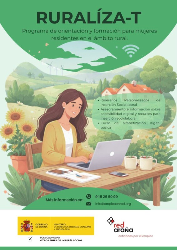Cartel del programa Ruraliza-T. El talento y las oportunidades también pueden crecer en el entorno rural.[