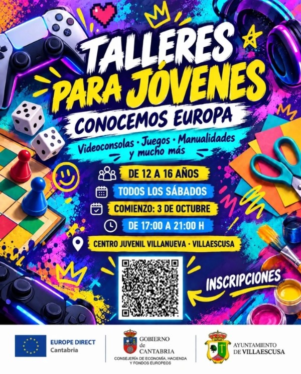 cartel talleres para jovenes Conocemos europa en villaescula