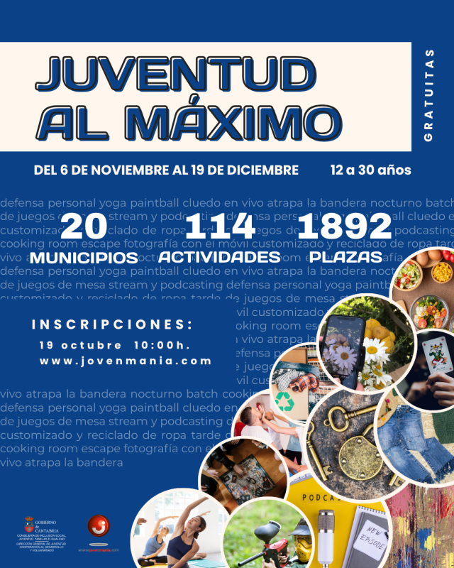 juventud a l máximo 2026 cartel 114 actividades
