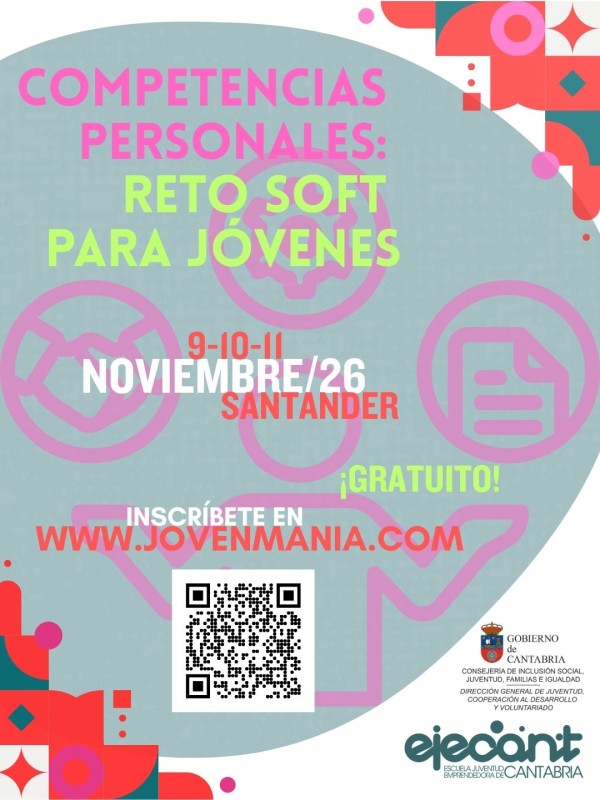 cartel en tonos verdosos con marca de agua en rosa con silueta persona, manos entrelazadas, tuerca, folio, texto en rosa, verde lima y blanco