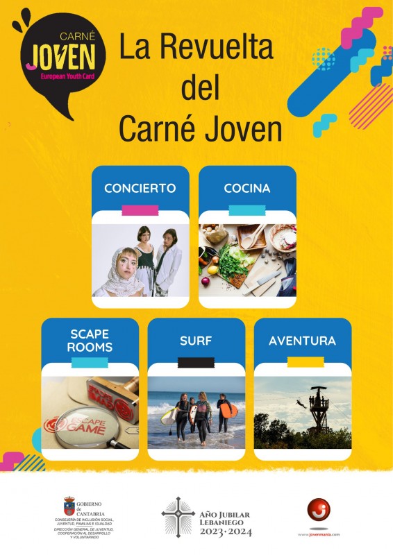 La Revuelta del Carnet Joven  cocina surf, v&iacute;a ferrata, m&uacute;sica, scape room