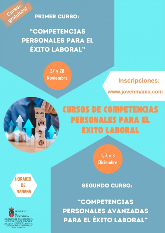 Cartel de los Nuevos cursos de Competencias Personales para el &eacute;xito laboral.