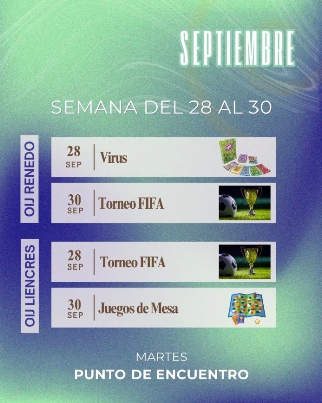 Pi&eacute;lagos. cartel Actividades juveniles septiembre