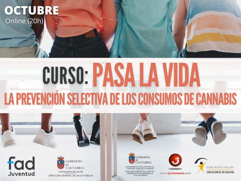 jovenes sentados de espaldas y titulo del curso