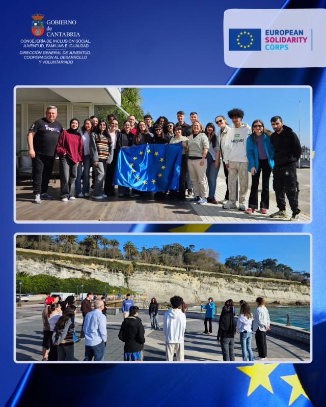 La directora general de Juventud, Blanca Fernández, junto a los jóvenes voluntarios llegados a Cantabria