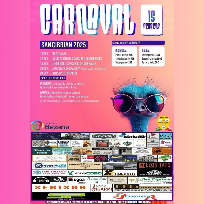 Programa de actividades y concursos de Carnaval de Sancibrián