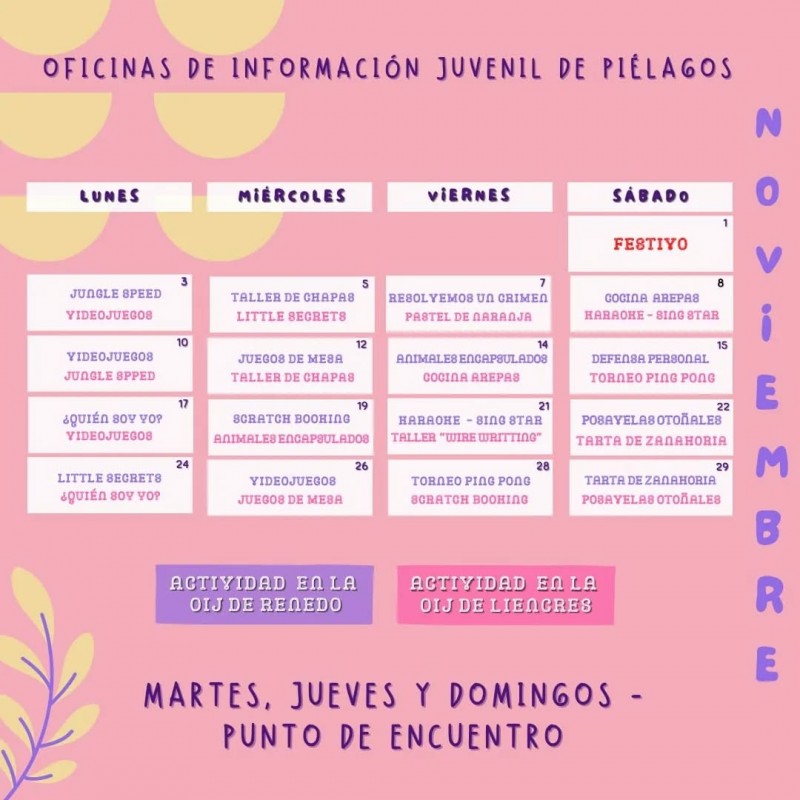 cartel programa de mes de noviembre