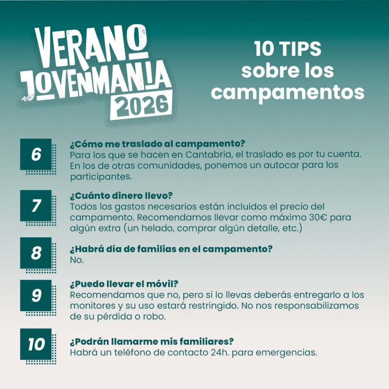 verano jovenmania 2026 tips 6 al 10