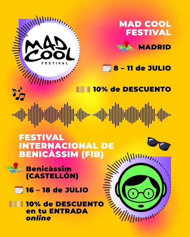 mad cool festival  descuentos festivales carnet joven