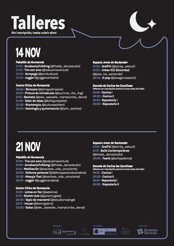 1. cartel de la programación de la noche es joven